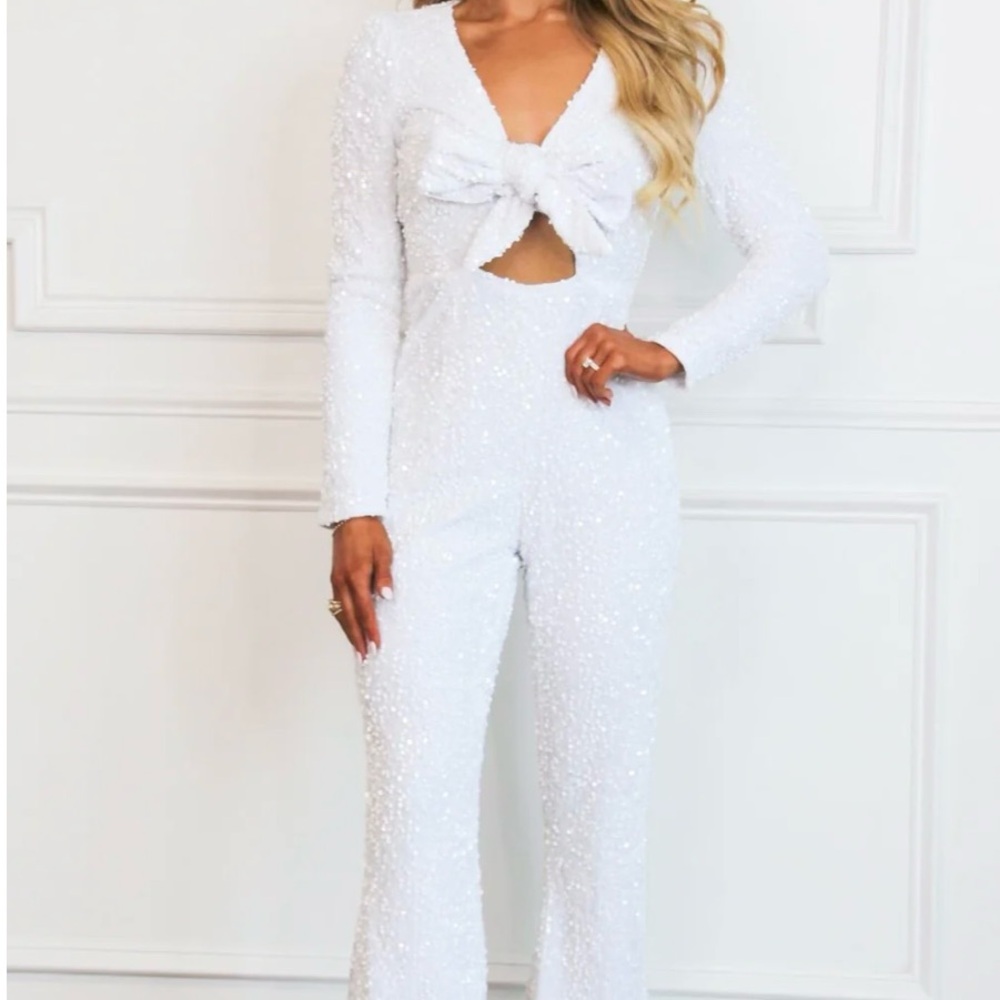Elegant White Bow Detail Jumpsuit